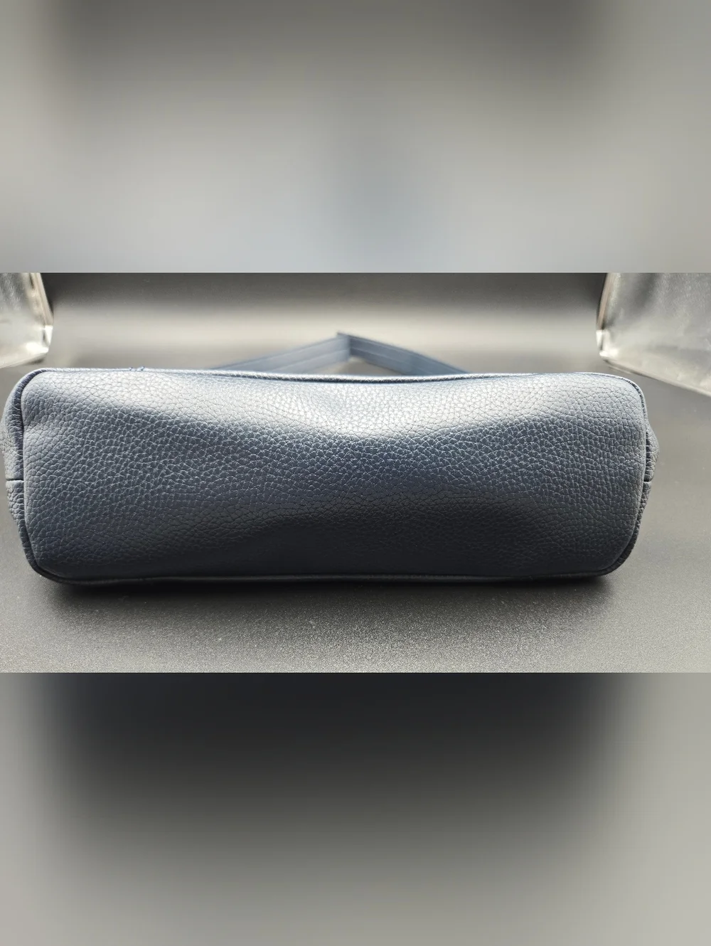 The Sak Navy Blue Pebbled Leather Shoulder Bag - Minimalist Hobo